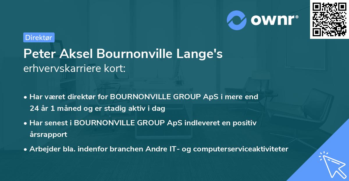 Peter Aksel Bournonville Lange's erhvervskarriere kort