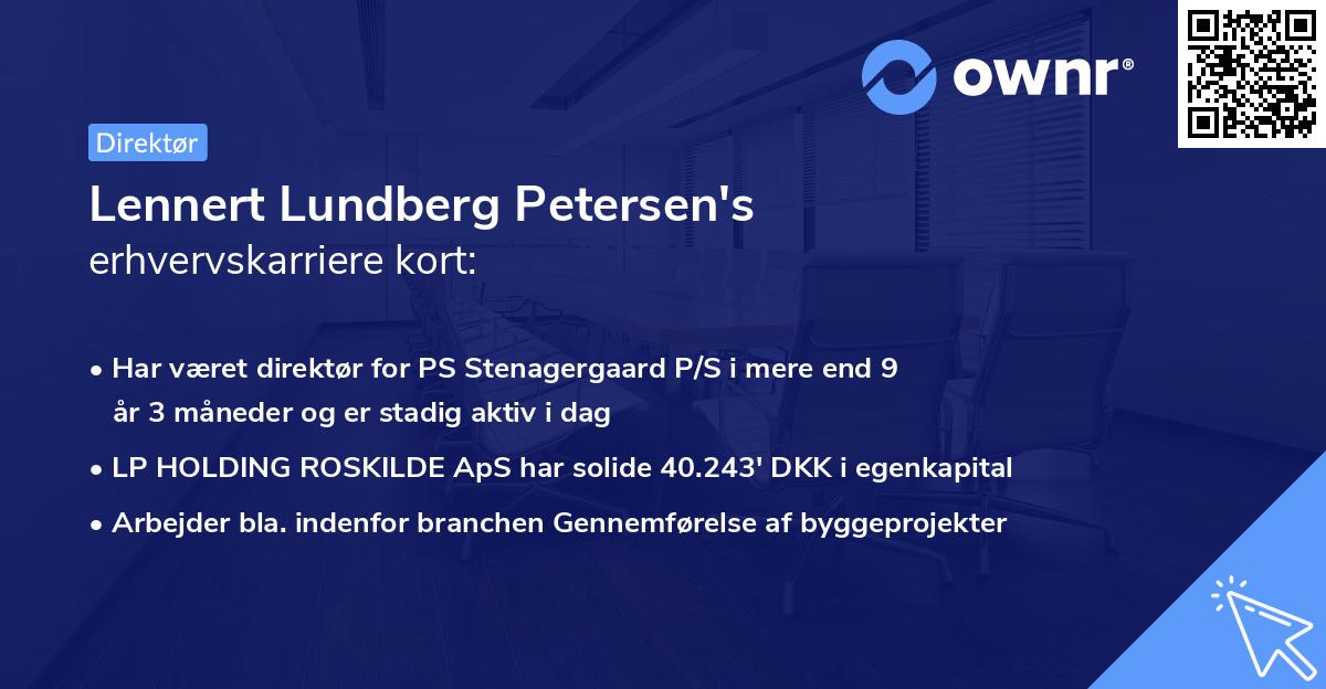 Lennert Lundberg Petersen's erhvervskarriere kort