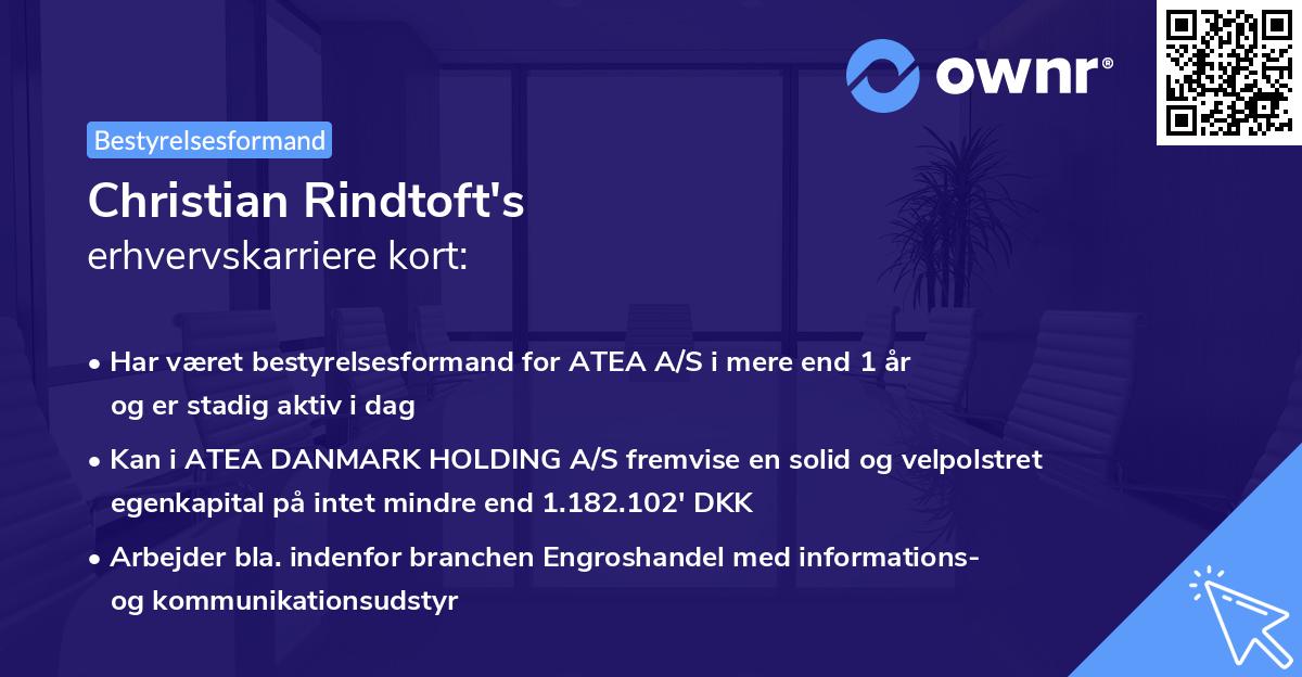 Christian Rindtoft's erhvervskarriere kort