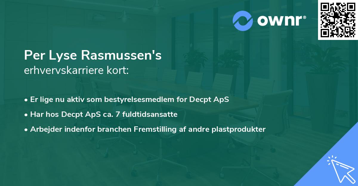 Per Lyse Rasmussen's erhvervskarriere kort