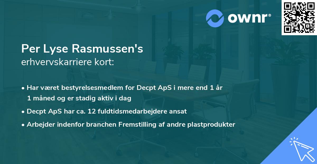 Per Lyse Rasmussen's erhvervskarriere kort