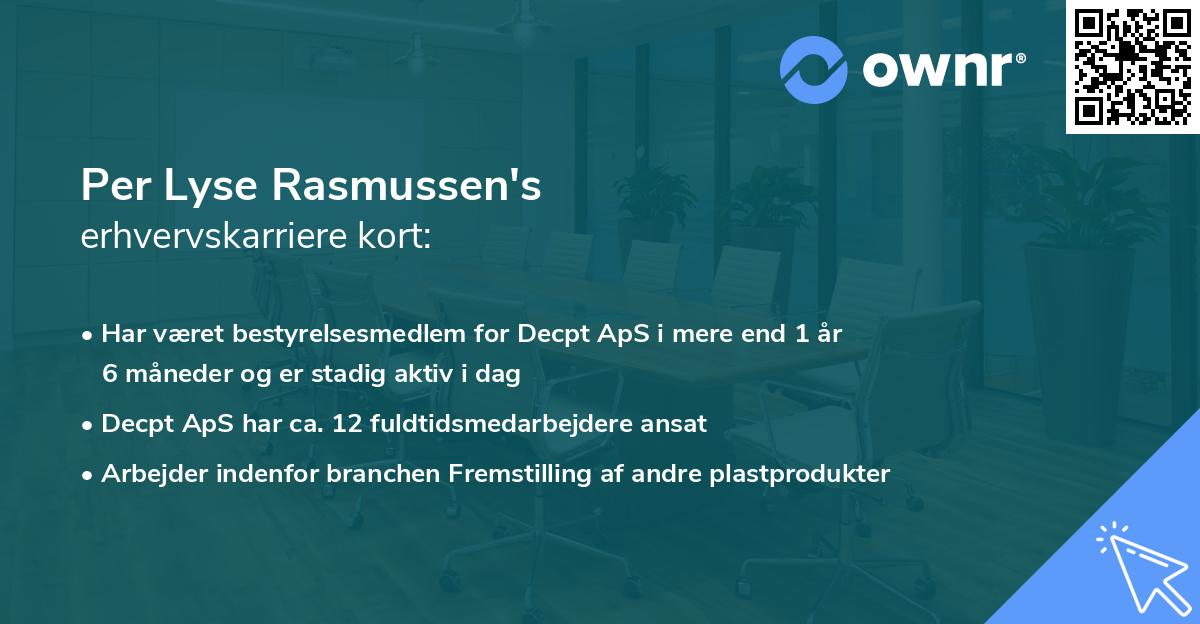 Per Lyse Rasmussen's erhvervskarriere kort