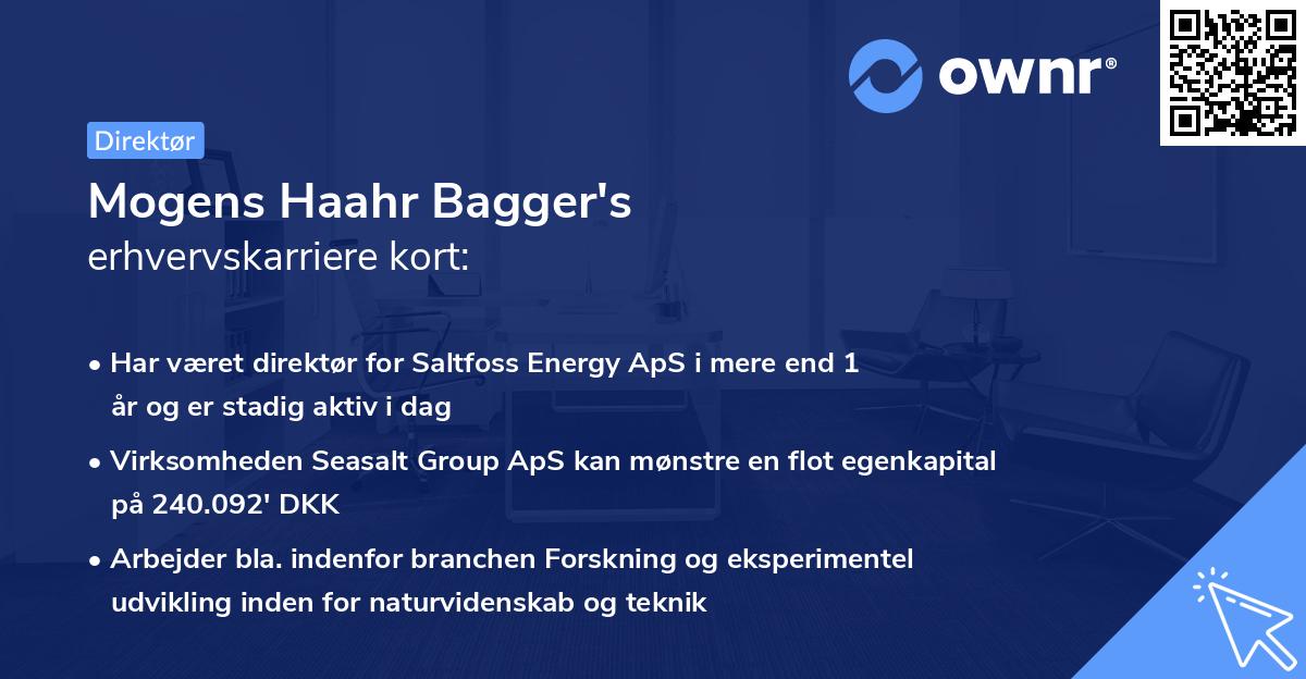 Mogens Haahr Bagger's erhvervskarriere kort