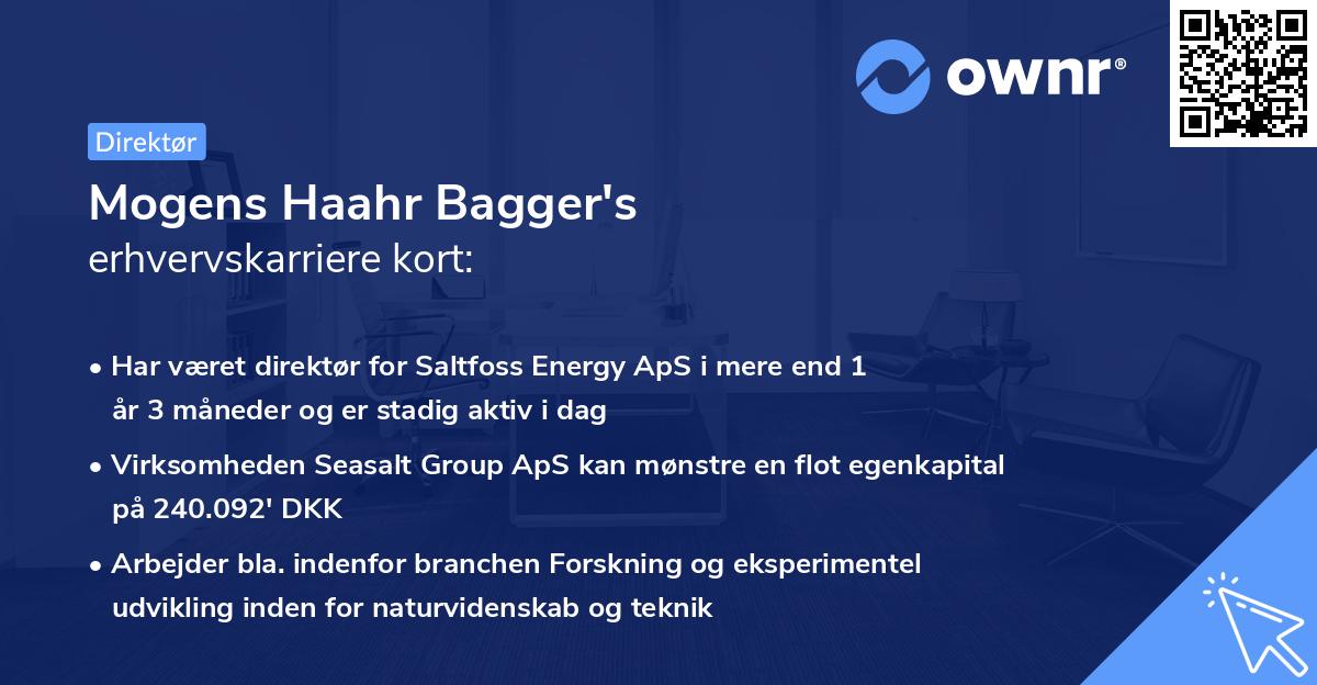Mogens Haahr Bagger's erhvervskarriere kort