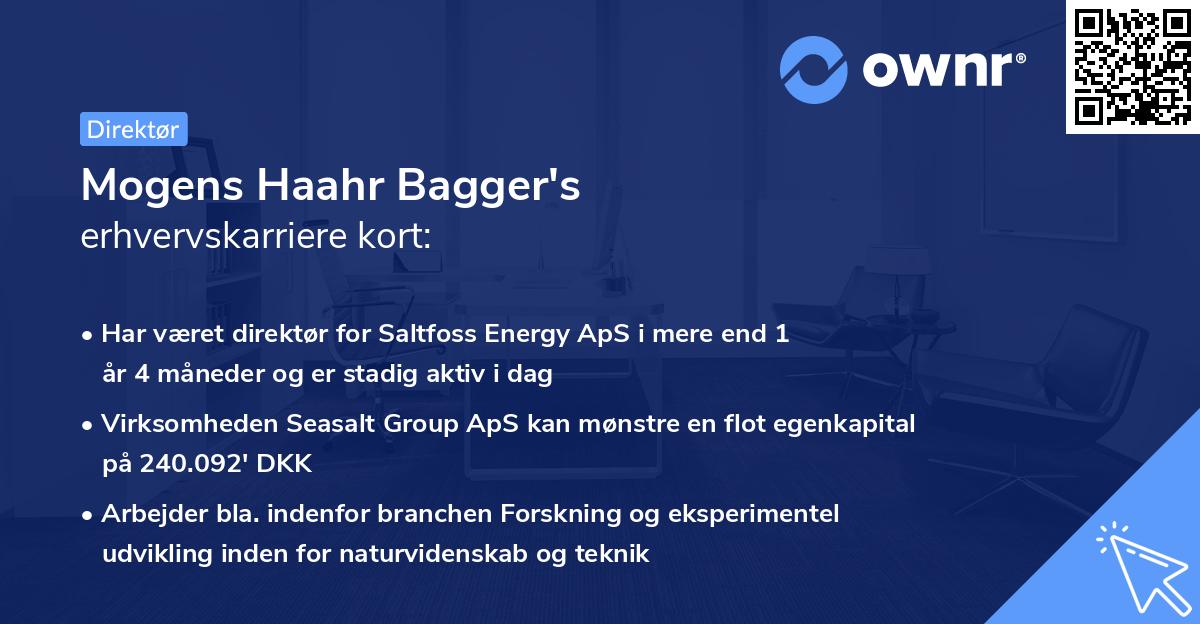 Mogens Haahr Bagger's erhvervskarriere kort
