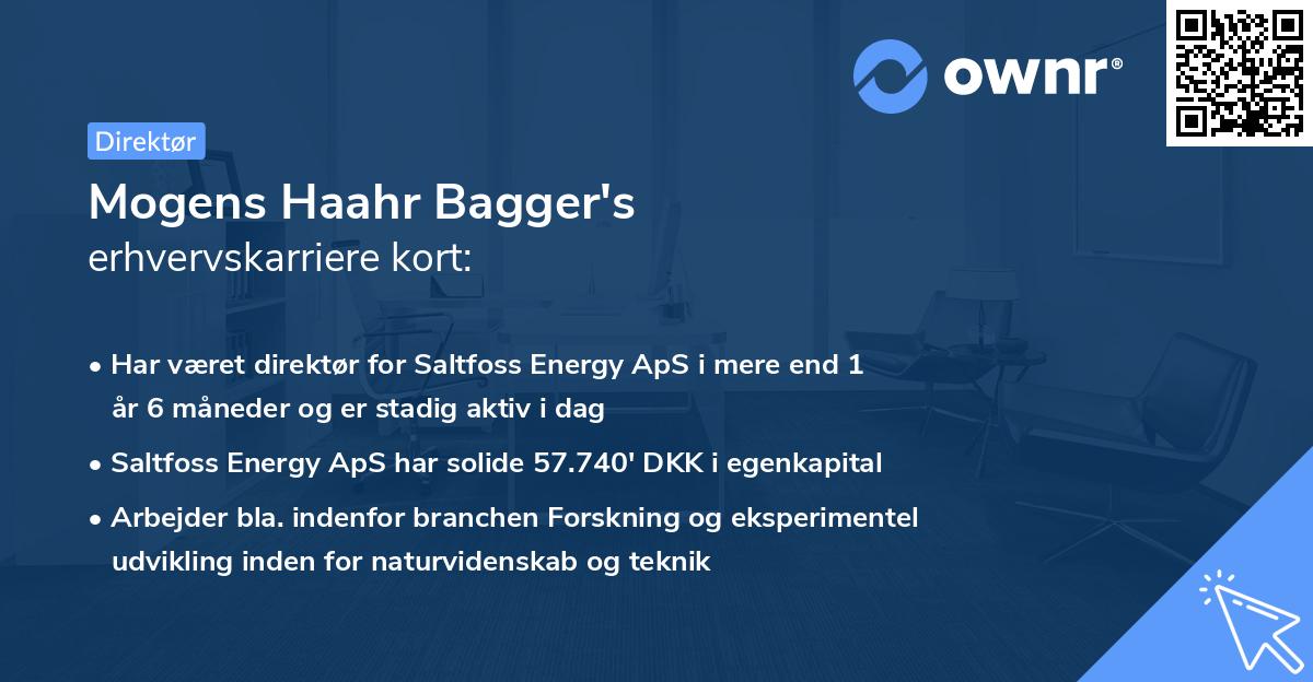 Mogens Haahr Bagger's erhvervskarriere kort