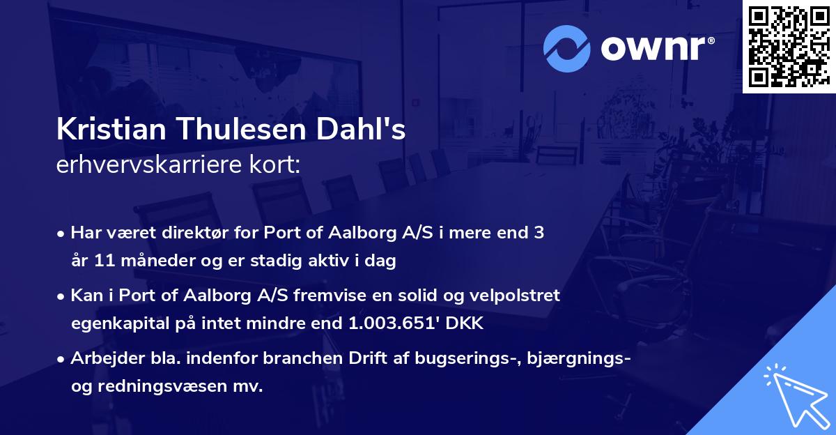 Kristian Thulesen Dahl's erhvervskarriere kort