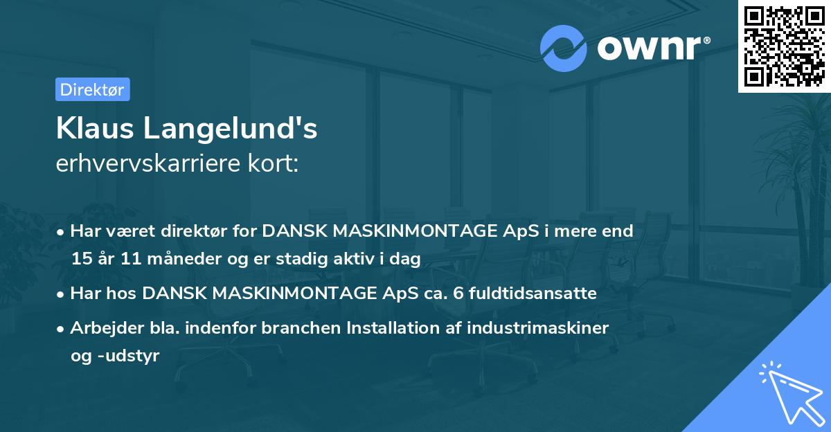 Klaus Langelund's erhvervskarriere kort