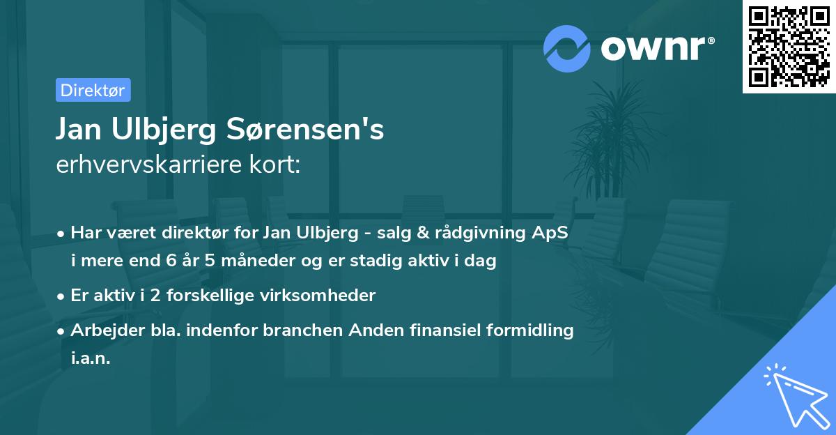 Jan Ulbjerg Sørensen's erhvervskarriere kort
