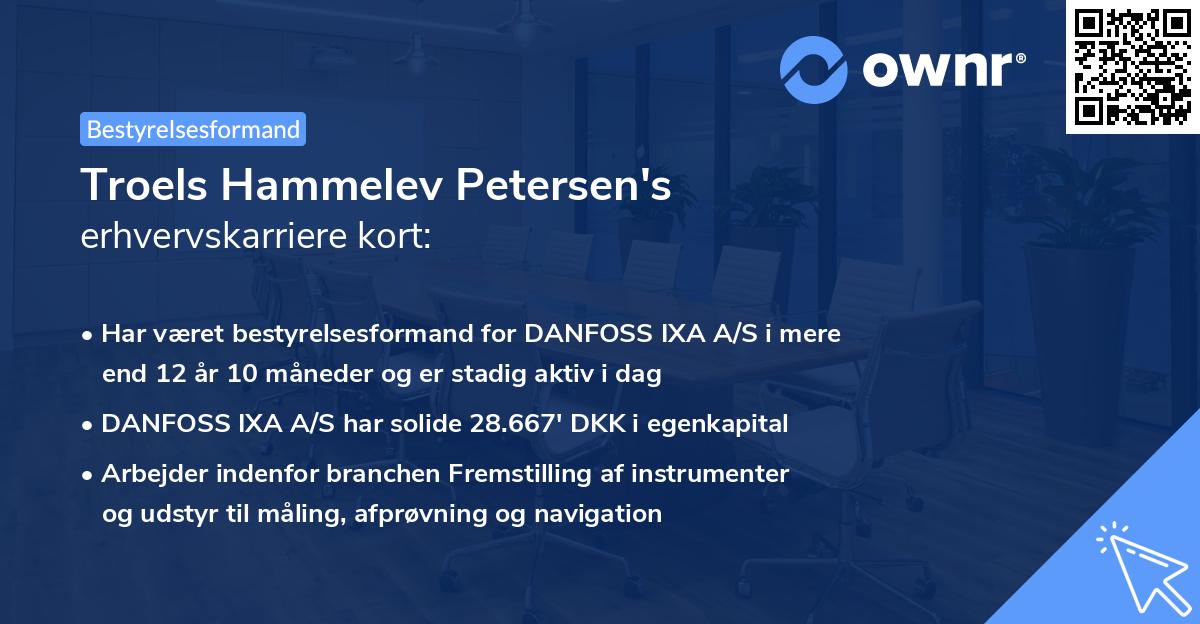 Troels Hammelev Petersen's erhvervskarriere kort