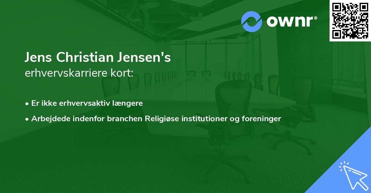 Jens Christian Jensen's erhvervskarriere kort