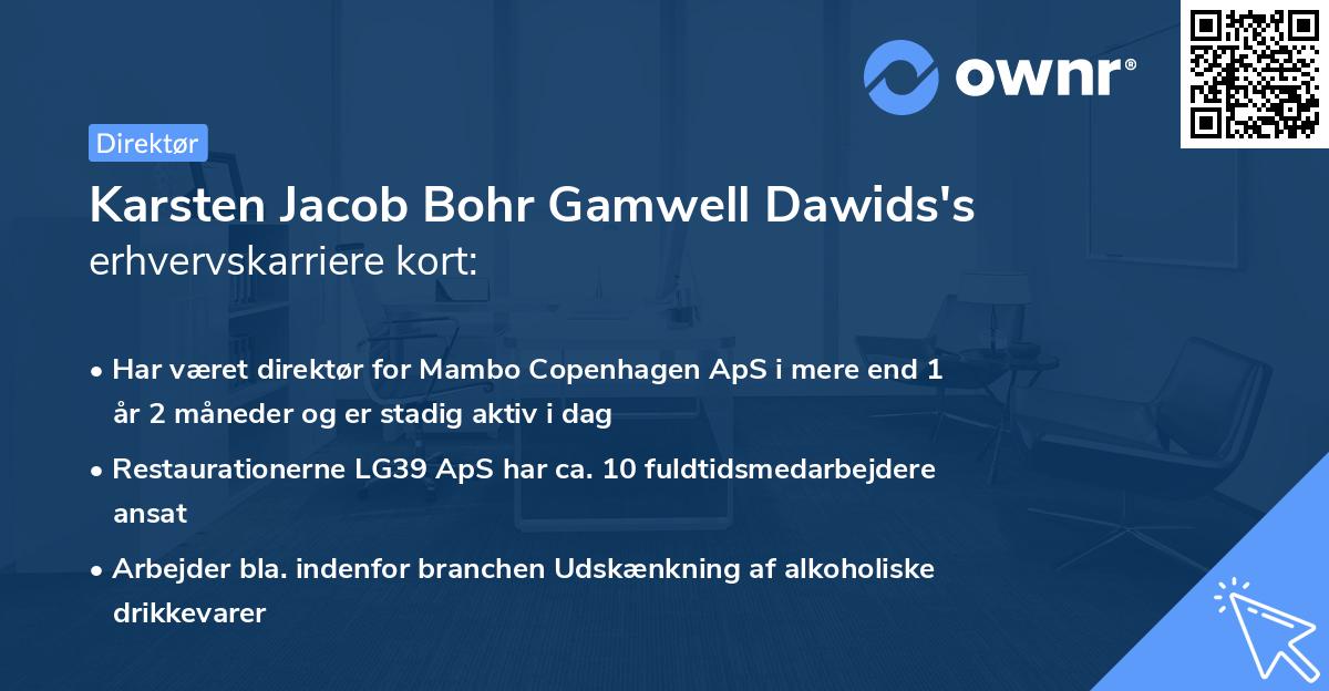 Karsten Jacob Bohr Gamwell Dawids's erhvervskarriere kort