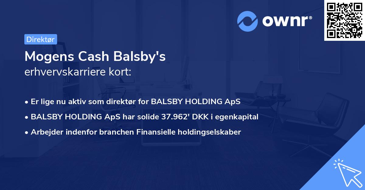 Mogens Cash Balsby's erhvervskarriere kort
