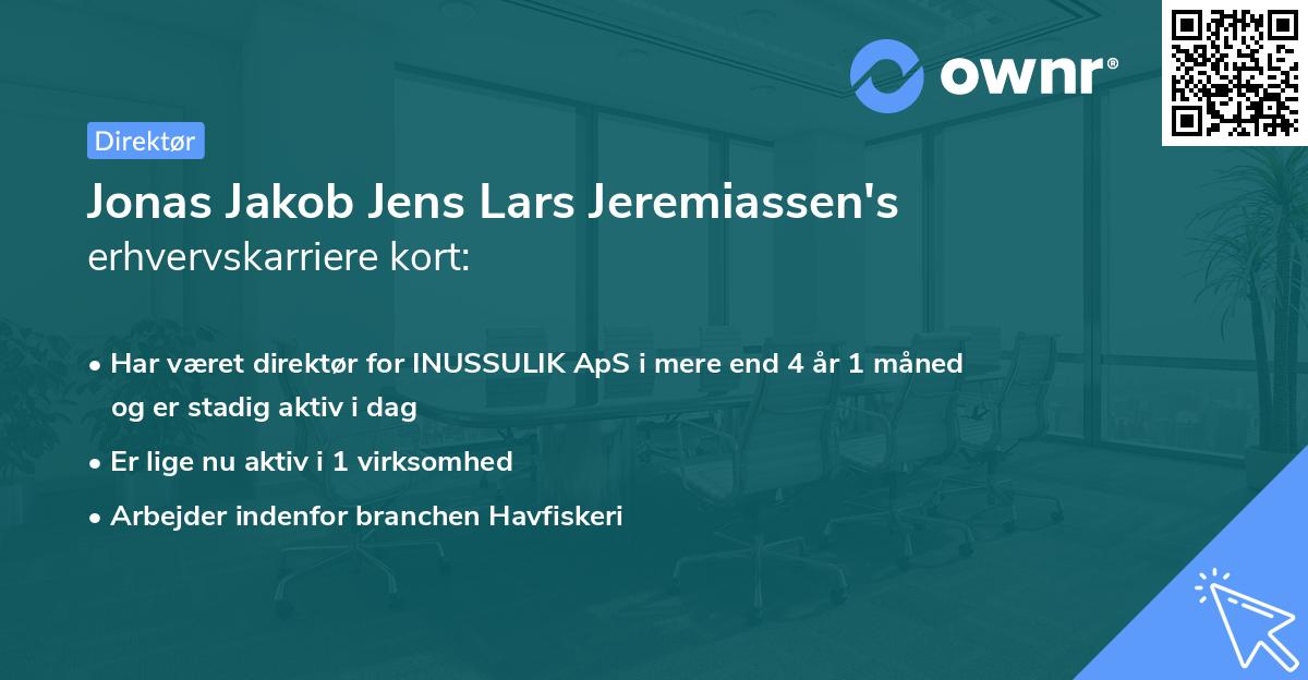 Jonas Jakob Jens Lars Jeremiassen's erhvervskarriere kort