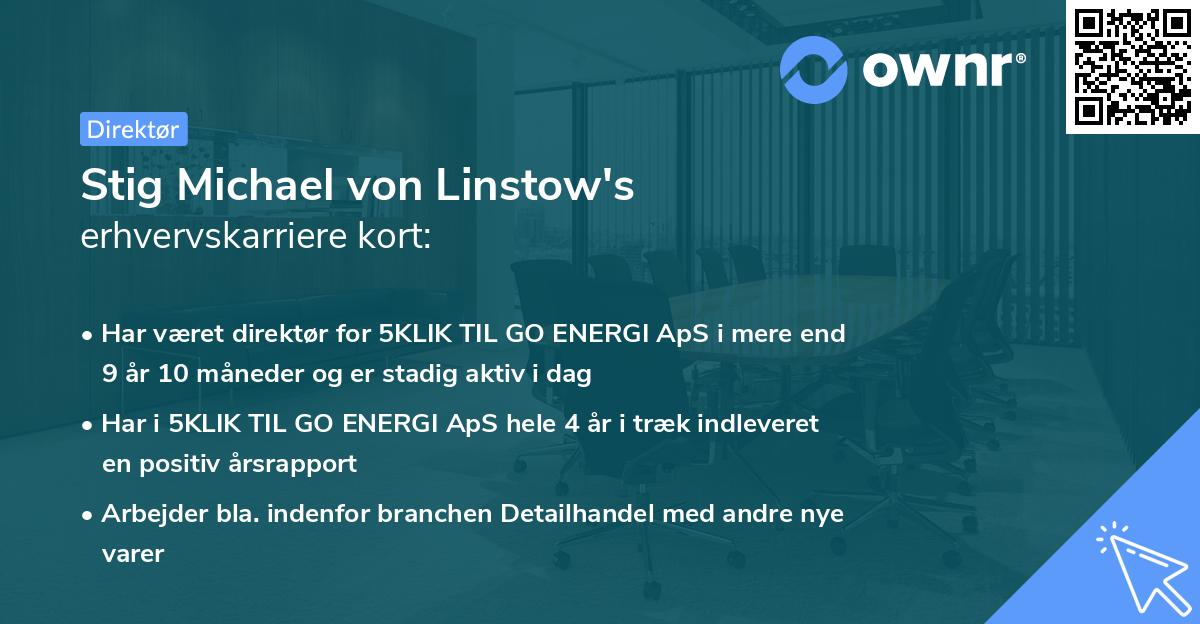 Stig Michael von Linstow's erhvervskarriere kort