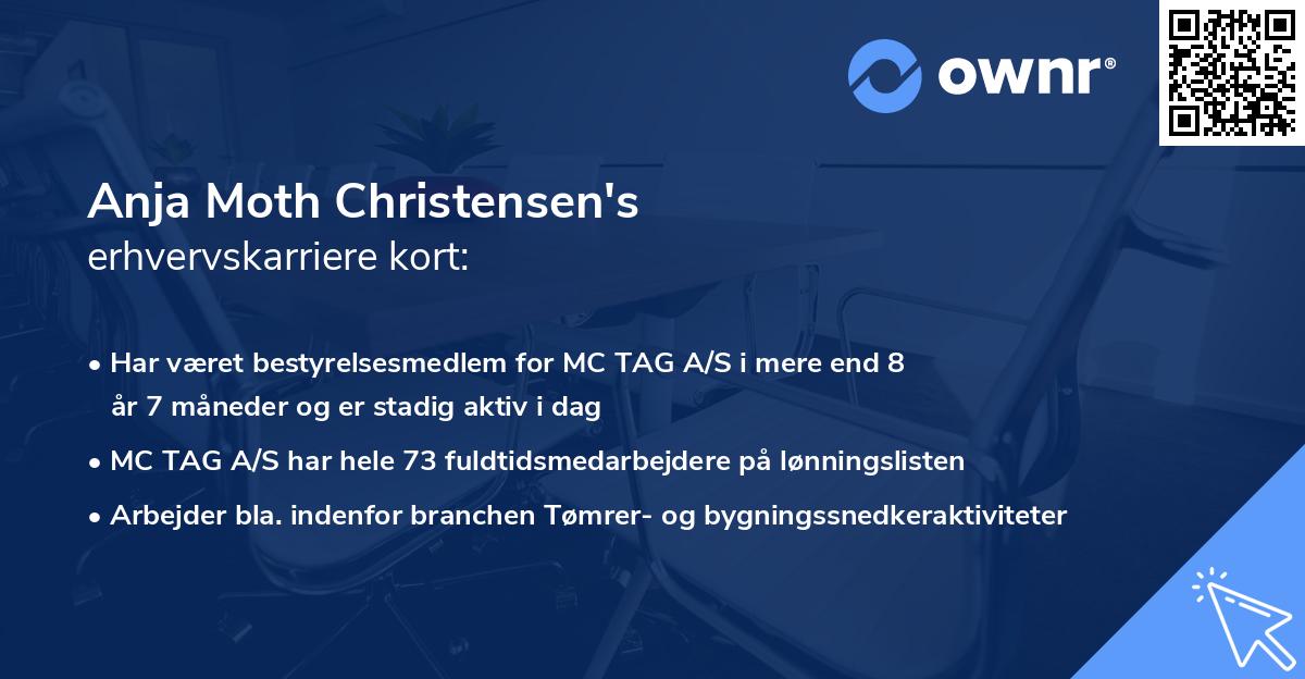 Anja Moth Christensen's erhvervskarriere kort