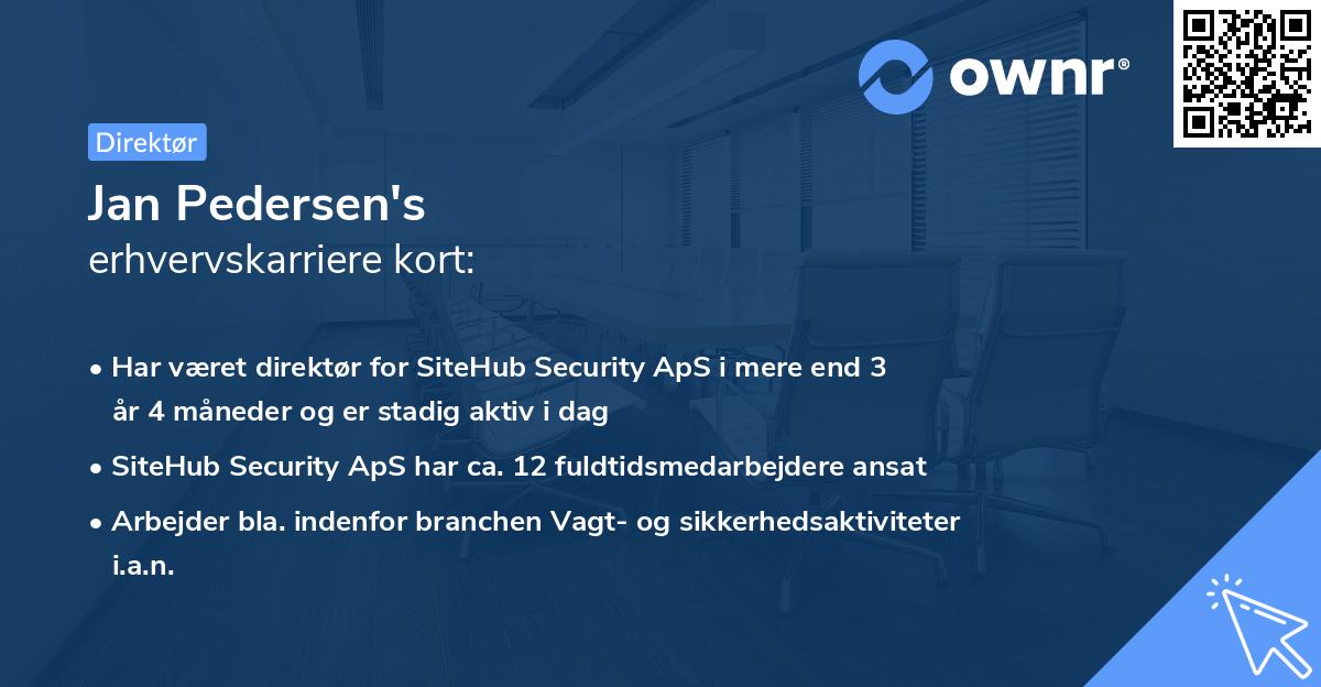 Jan Pedersen's erhvervskarriere kort