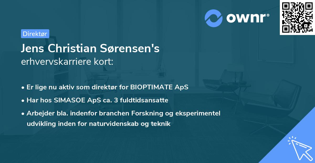 Jens Christian Sørensen's erhvervskarriere kort