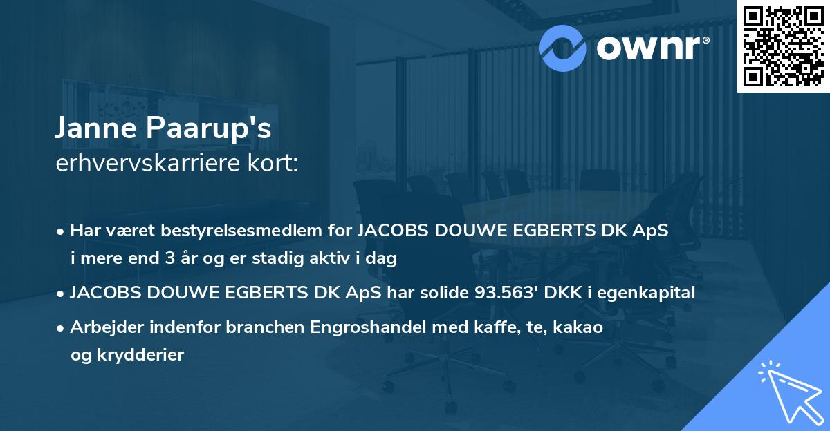 Janne Paarup's erhvervskarriere kort