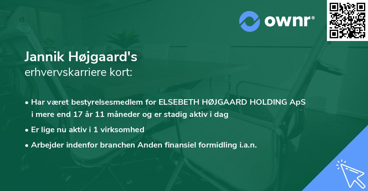 Jannik Højgaard's erhvervskarriere kort