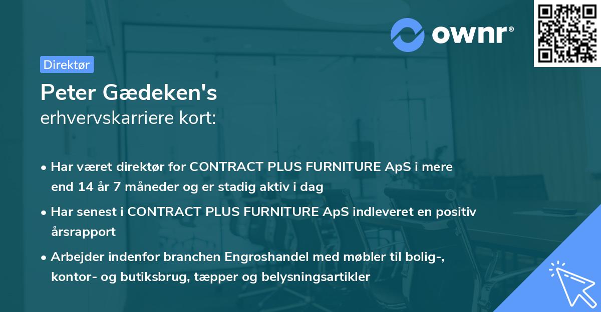 Peter Gædeken's erhvervskarriere kort