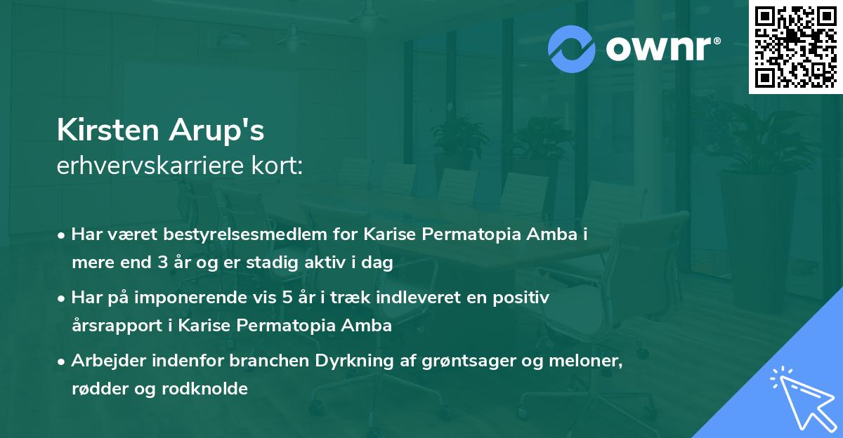 Kirsten Arup's erhvervskarriere kort