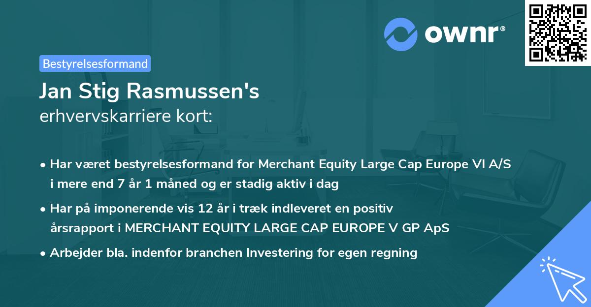 Jan Stig Rasmussen's erhvervskarriere kort