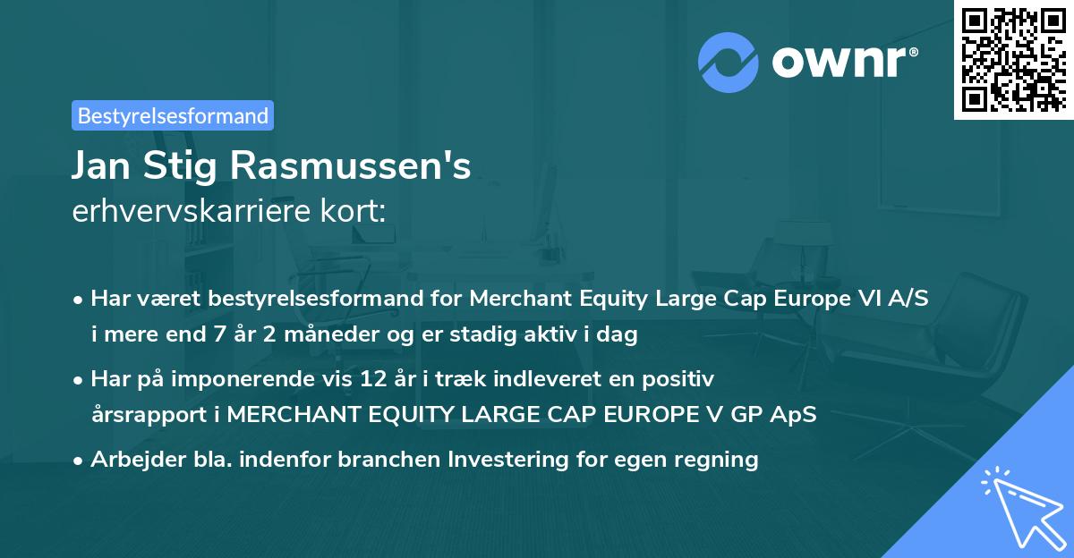 Jan Stig Rasmussen's erhvervskarriere kort