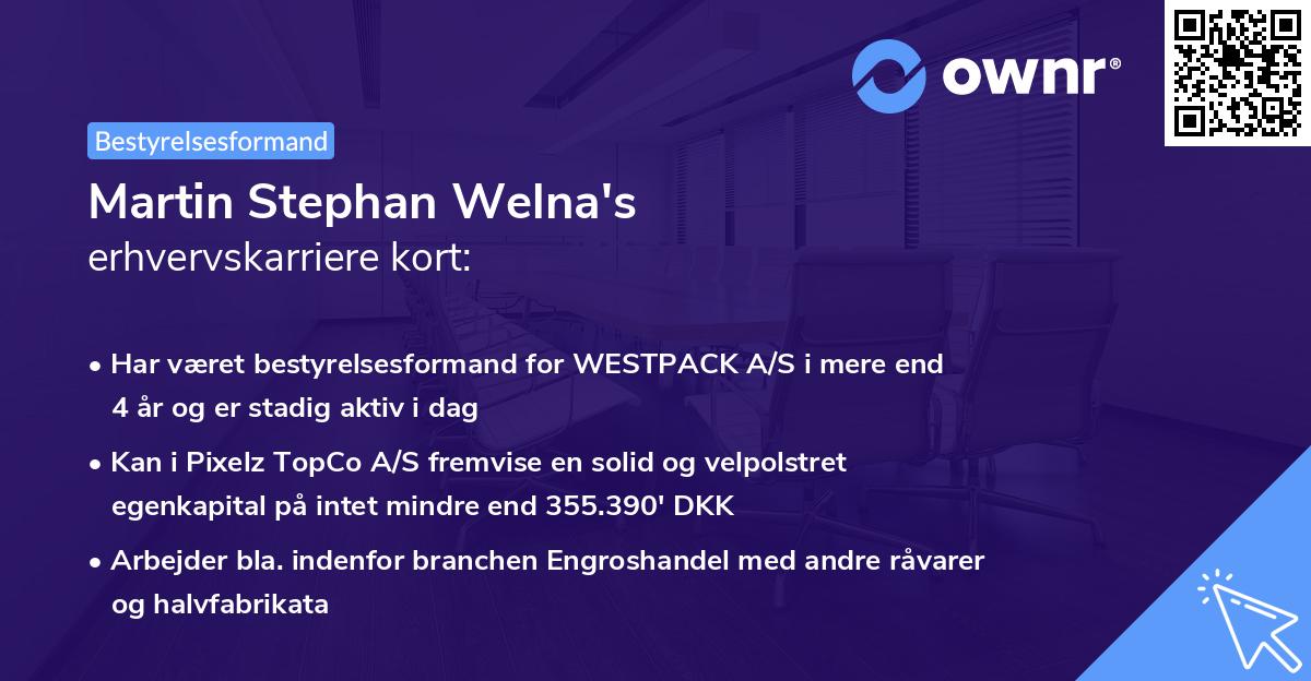 Martin Stephan Welna's erhvervskarriere kort