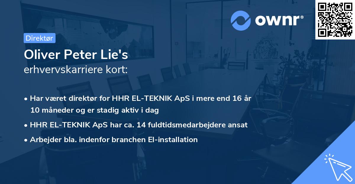Oliver Peter Lie's erhvervskarriere kort