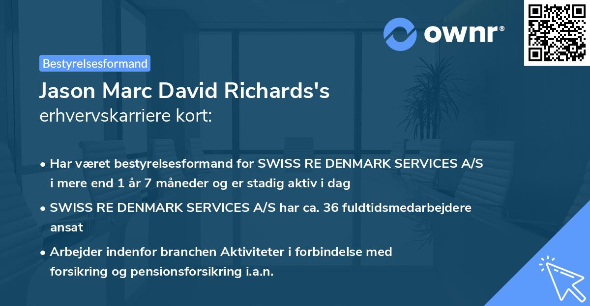 Jason Marc David Richards's erhvervskarriere kort