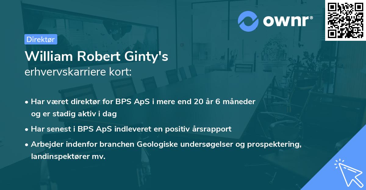 William Robert Ginty's erhvervskarriere kort