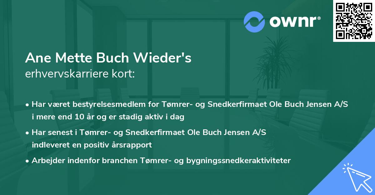 Ane Mette Buch Wieder's erhvervskarriere kort