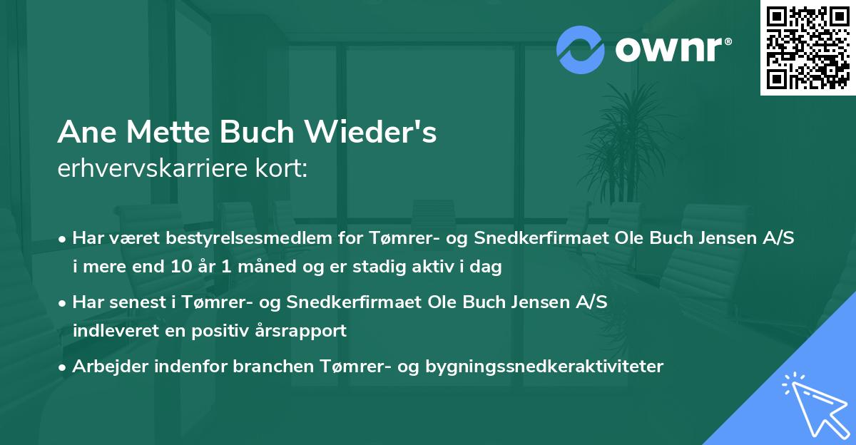 Ane Mette Buch Wieder's erhvervskarriere kort