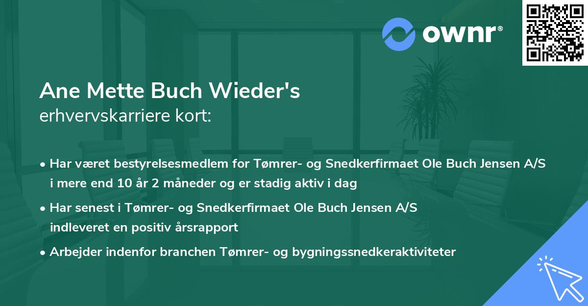 Ane Mette Buch Wieder's erhvervskarriere kort