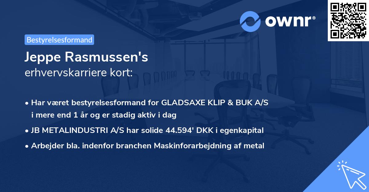 Jeppe Rasmussen's erhvervskarriere kort