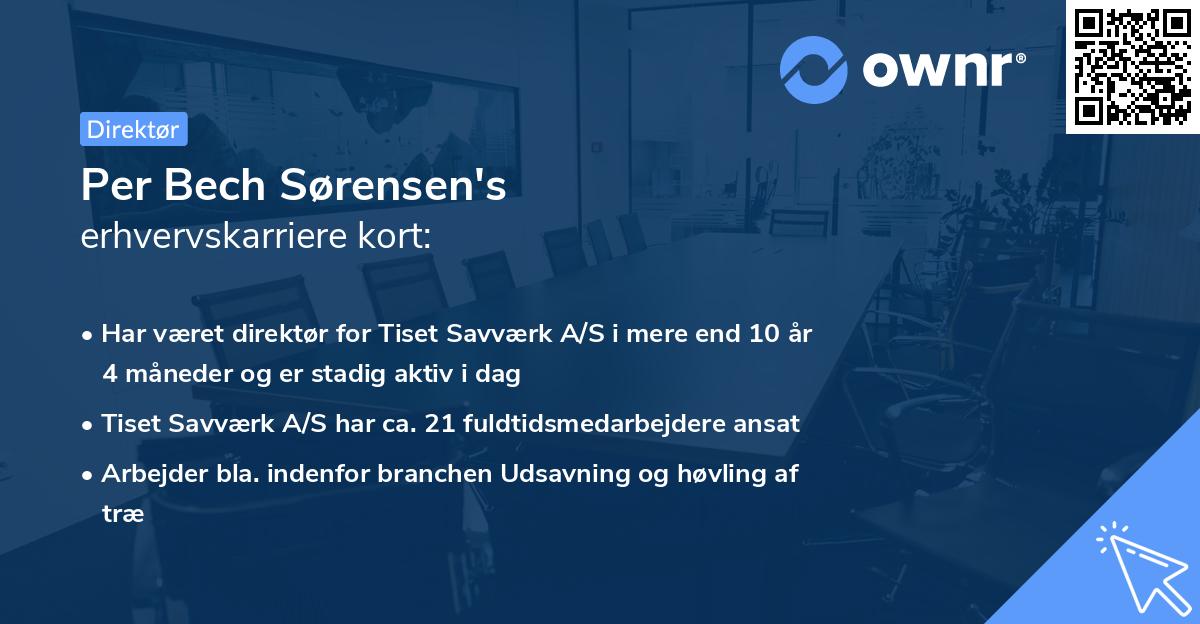 Per Bech Sørensen's erhvervskarriere kort