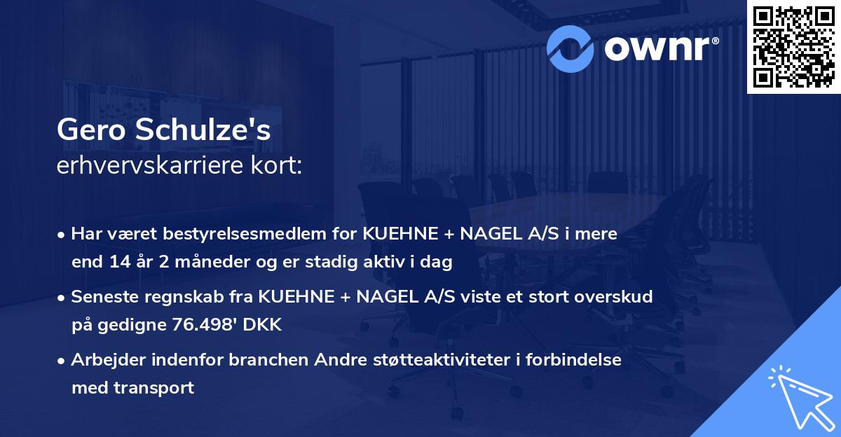 Gero Schulze's erhvervskarriere kort