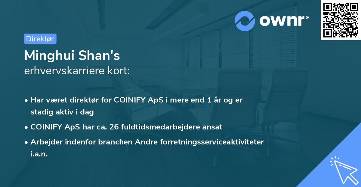 Minghui Shan's erhvervskarriere kort