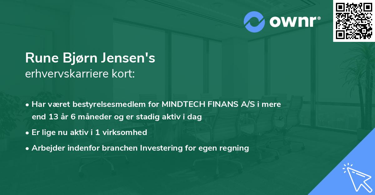 Rune Bjørn Jensen's erhvervskarriere kort
