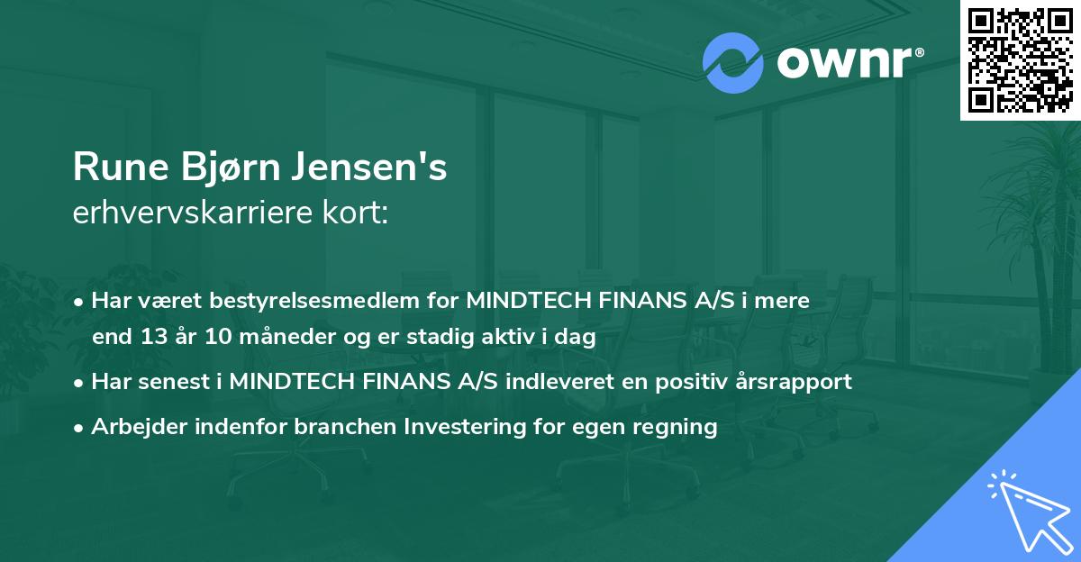 Rune Bjørn Jensen's erhvervskarriere kort