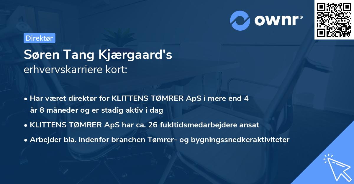 Søren Tang Kjærgaard's erhvervskarriere kort