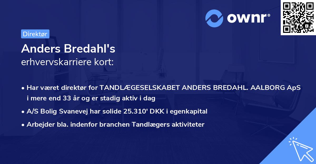 Anders Bredahl's erhvervskarriere kort