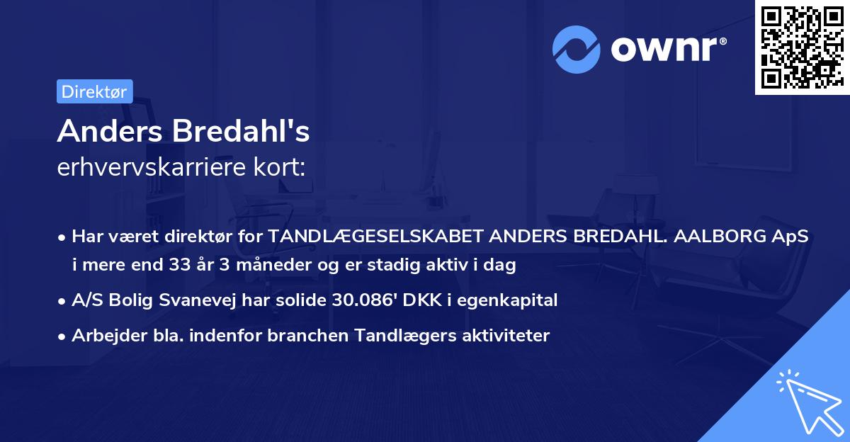 Anders Bredahl's erhvervskarriere kort