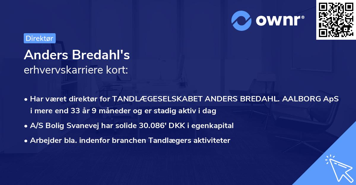 Anders Bredahl's erhvervskarriere kort