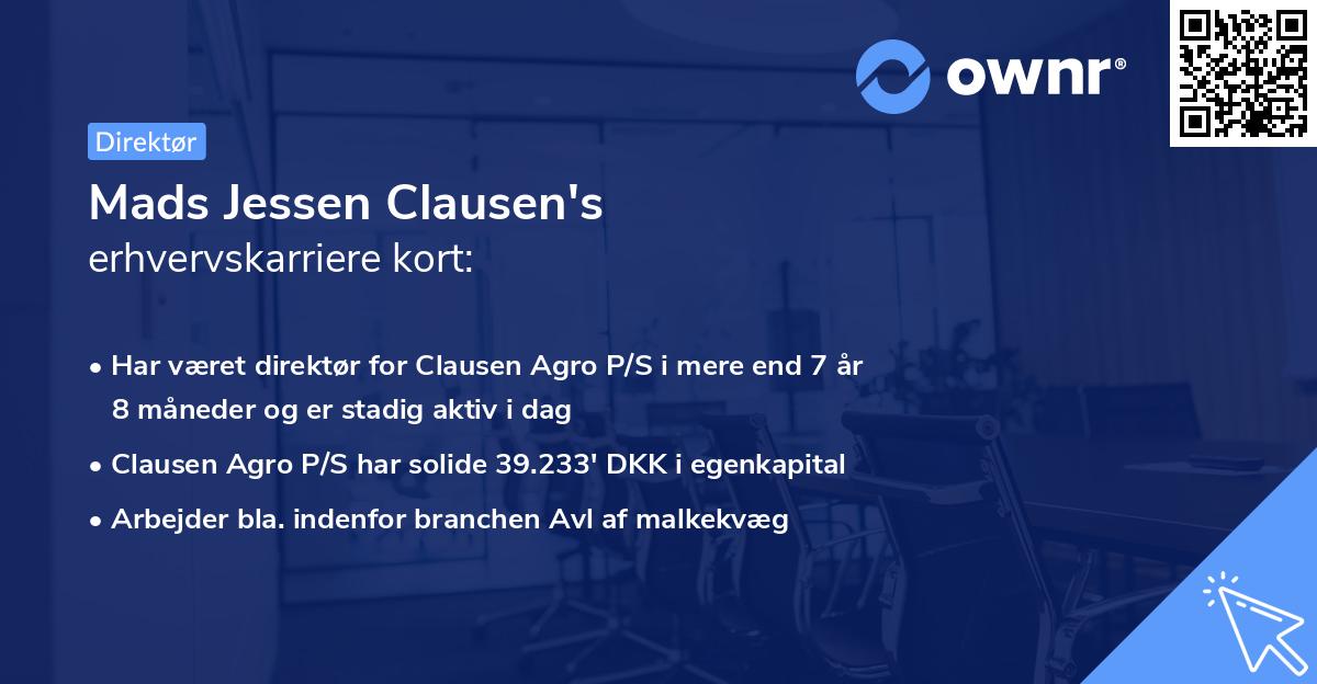 Mads Jessen Clausen's erhvervskarriere kort