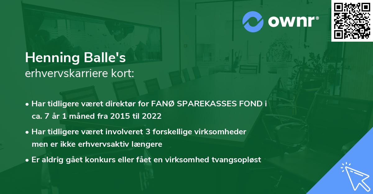 Henning Balle's erhvervskarriere kort