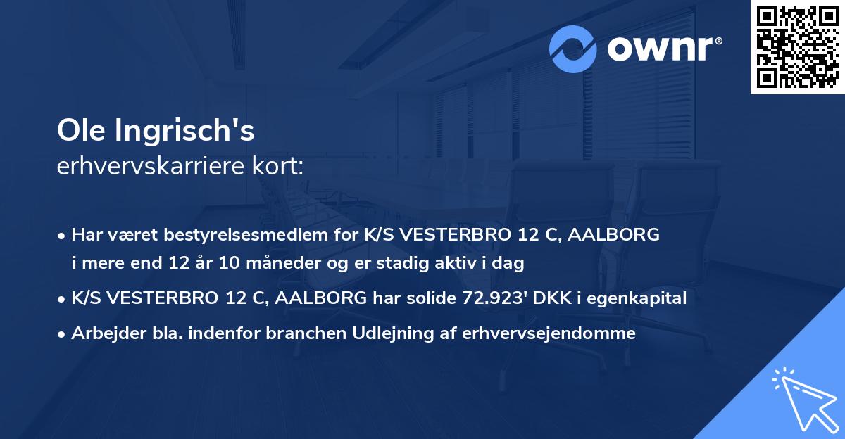 Ole Ingrisch's erhvervskarriere kort