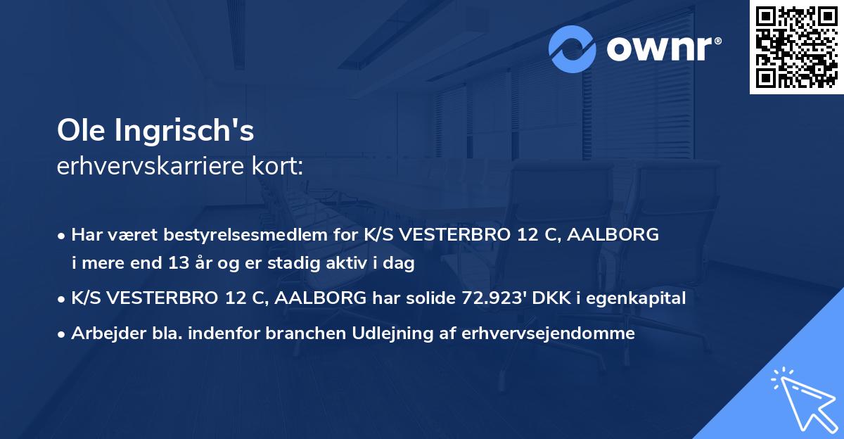 Ole Ingrisch's erhvervskarriere kort