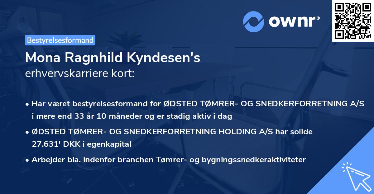 Mona Ragnhild Kyndesen's erhvervskarriere kort